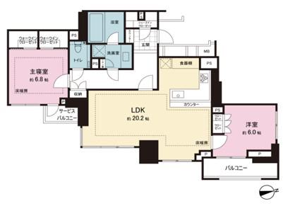 アトラス麻布台(2LDK/10階)の間取り写真