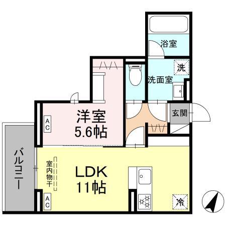 エスペリア新百合ヶ丘(1LDK/2階)の間取り写真