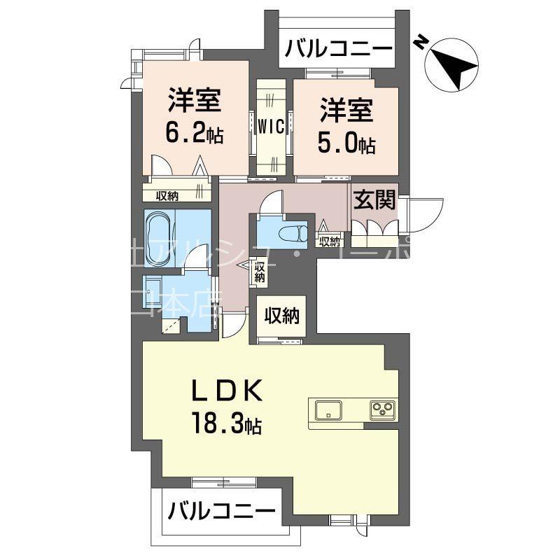 サクラ ステージ(2LDK/4階)の間取り写真