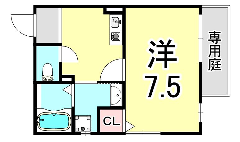 クリアエスト尼崎(1K/1階)の間取り写真