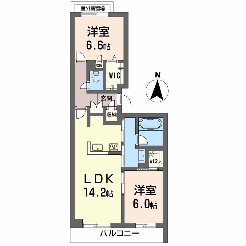 べレオガーデンズ上中野(2LDK/2階)の間取り写真