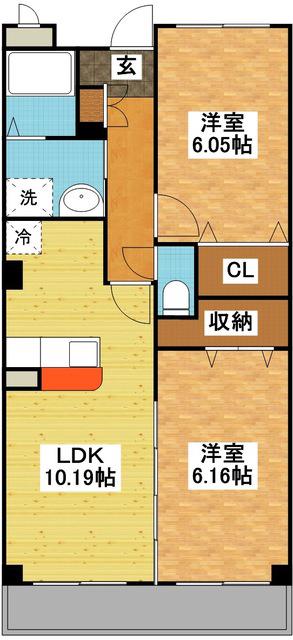 メゾン・カレ(2LDK/3階)の間取り写真