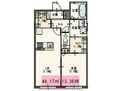 PAZハウス三河(1LDK/3階)の間取り写真
