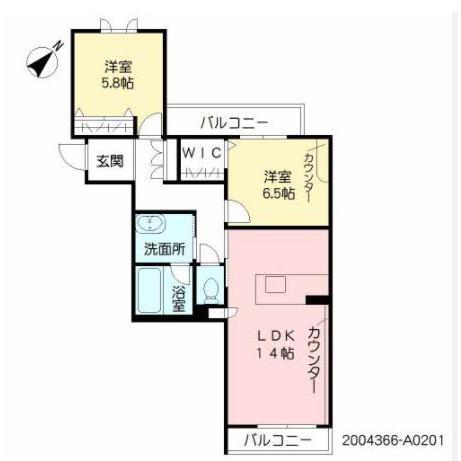 シャーメゾンステージ新大江(2LDK/2階)の間取り写真