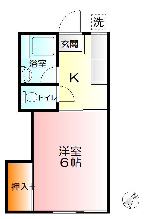 庭司苑壱番館(1K/2階)の間取り写真