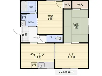 セジュールMJ B(3DK/1階)の間取り写真