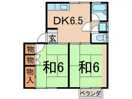エポアール瀬戸B棟(2DK/1階)の間取り写真