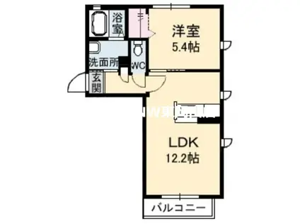 シャーメゾンセシリエールB棟(1LDK/2階)の間取り写真