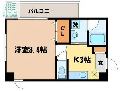 グリーンコート樺島(1K/4階)の間取り写真