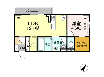 ピターニュ B103(1LDK/1階)の間取り写真