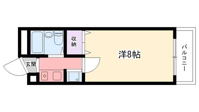 グリーンサイド武庫川(1K/3階)の間取り写真