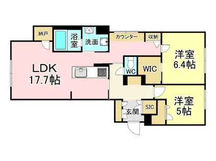 シャーメゾンステージ新成(2LDK/1階)の間取り写真
