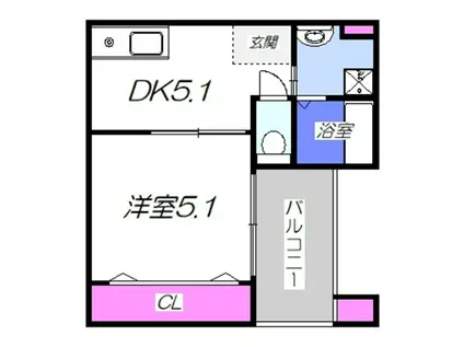 ロイヤルガーデン堺(1DK/3階)の間取り写真