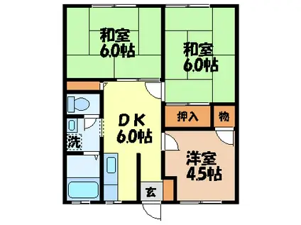 ハイツタナカ(3DK/2階)の間取り写真