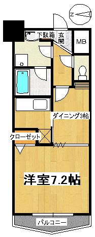 ロンディーヌI長町(1DK/1階)の間取り写真
