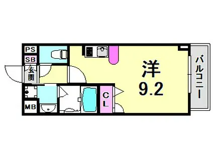 アスヴェル神戸ハーバーサイド(ワンルーム/9階)の間取り写真