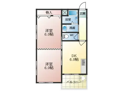 ハイツ梶本(2DK/4階)の間取り写真