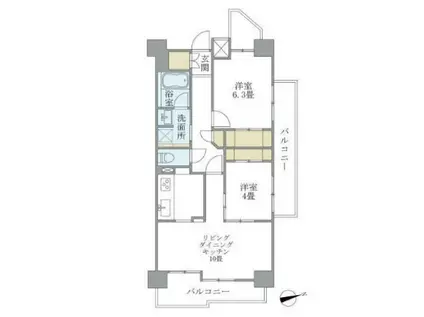 グリーンヒルズ目白(2LDK/6階)の間取り写真