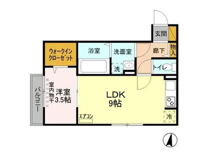 キューブ東松戸(1LDK/2階)の間取り写真