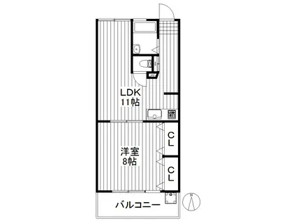 山川ビル(1LDK/3階)の間取り写真