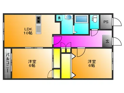 セピアコート(2LDK/2階)の間取り写真