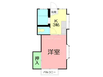 ポルシェ伊勢原III(1K/2階)の間取り写真