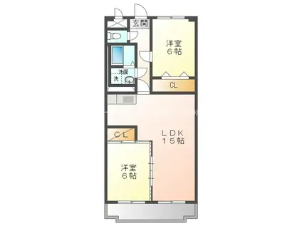 オアシス鷹丘(2LDK/4階)の間取り写真