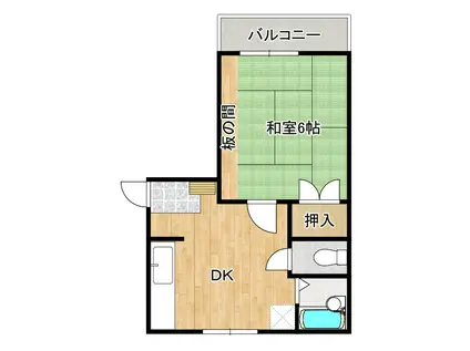 フレグランス浅川台(1DK/2階)の間取り写真