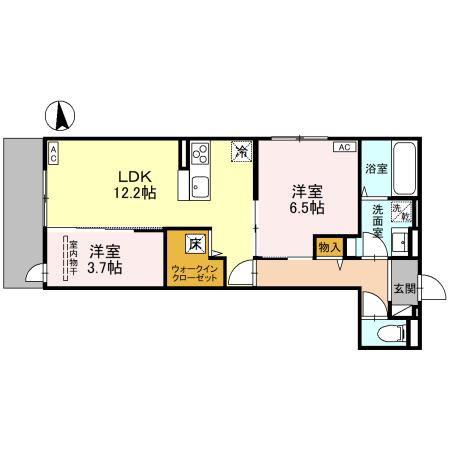 ラ・パーチェ江坂 II(2LDK/1階)の間取り写真