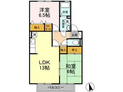ラ・マーシャ A棟(2LDK/2階)の間取り写真