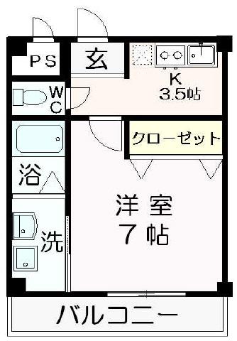 シャルト藤原(1K/2階)の間取り写真