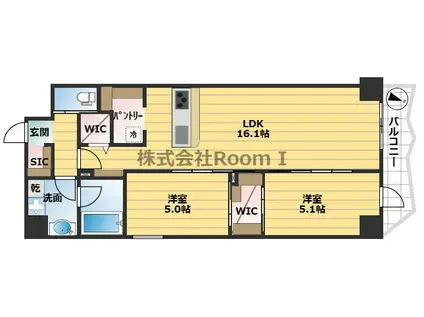 コンフォリア・リヴ谷町四丁目(2LDK/9階)の間取り写真