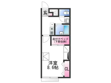 レオパレス栄谷(1K/1階)の間取り写真