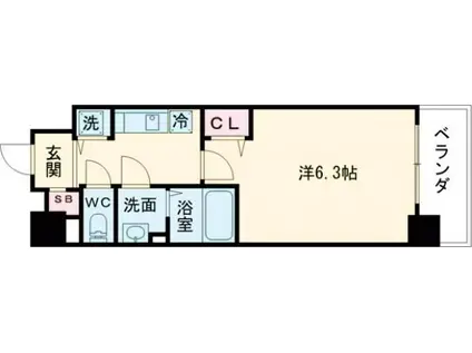 プレサンス新神戸駅前(1K/8階)の間取り写真