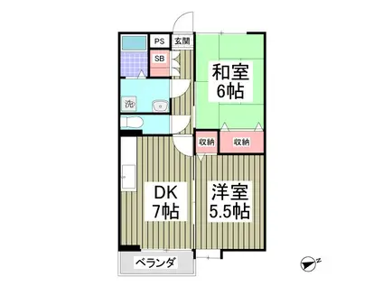 ハイム・グランドゥールA(2DK/1階)の間取り写真