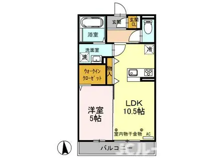 グランディール A棟(1LDK/1階)の間取り写真