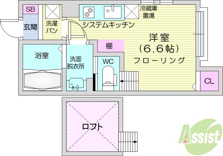 LA・VIE柏木(ワンルーム/1階)の間取り写真