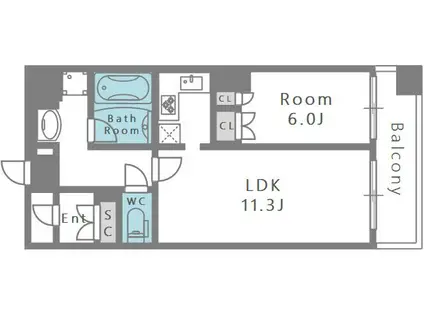 リーガル四ツ橋立売堀II(1LDK/8階)の間取り写真