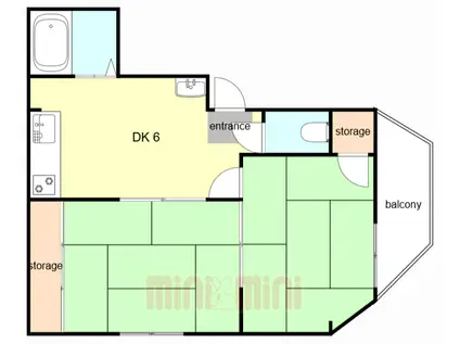 ハイツ池田(2DK/3階)の間取り写真