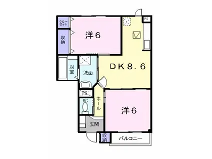 エヴァーグリーンA(2DK/1階)の間取り写真