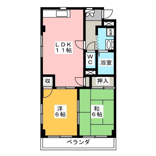 木村ビル(2LDK/3階)の間取り写真