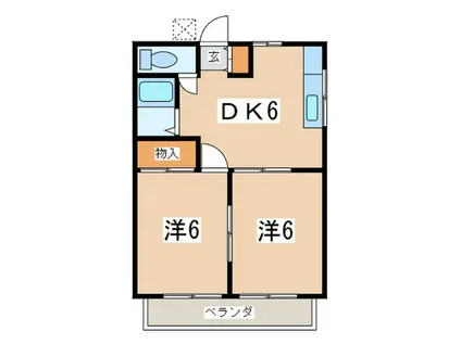 パレスタカラ(2DK/2階)の間取り写真
