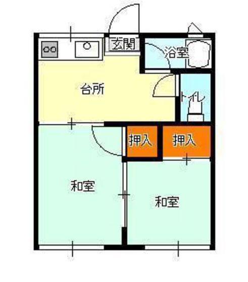コーポ若竹(2DK/2階)の間取り写真