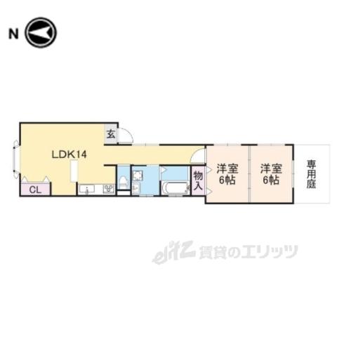 神殿マンション3号棟(2LDK/1階)の間取り写真