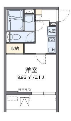 クレイノパーシモン(1K/2階)の間取り写真