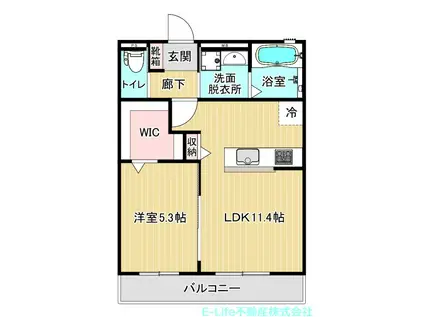 ラ コリーナ大津(1LDK/1階)の間取り写真