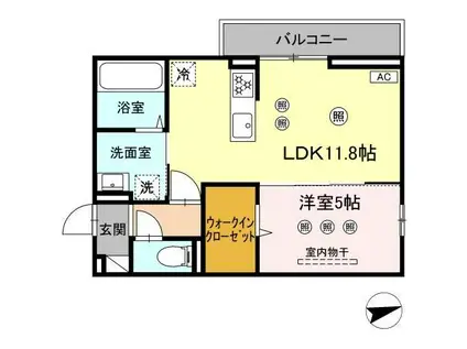 DーRESENAKJ(1LDK/3階)の間取り写真