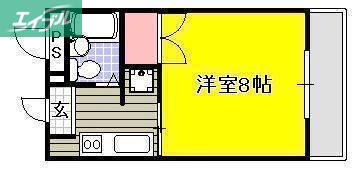 アスカ富町(1K/2階)の間取り写真