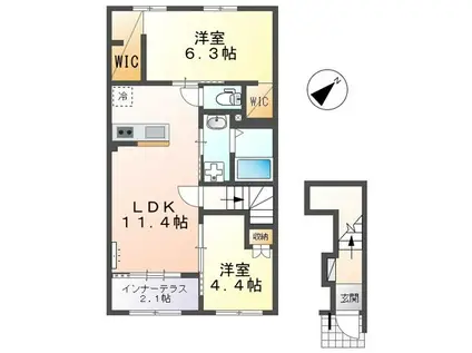 フローラリア原(2LDK/2階)の間取り写真