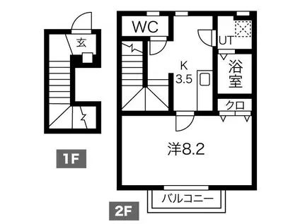 エルタスコート中江(1K/2階)の間取り写真